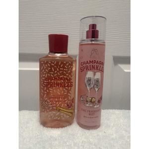 Set Of 2 Bath And Body Works Champagne Sprinkles Mist And Shower Gel